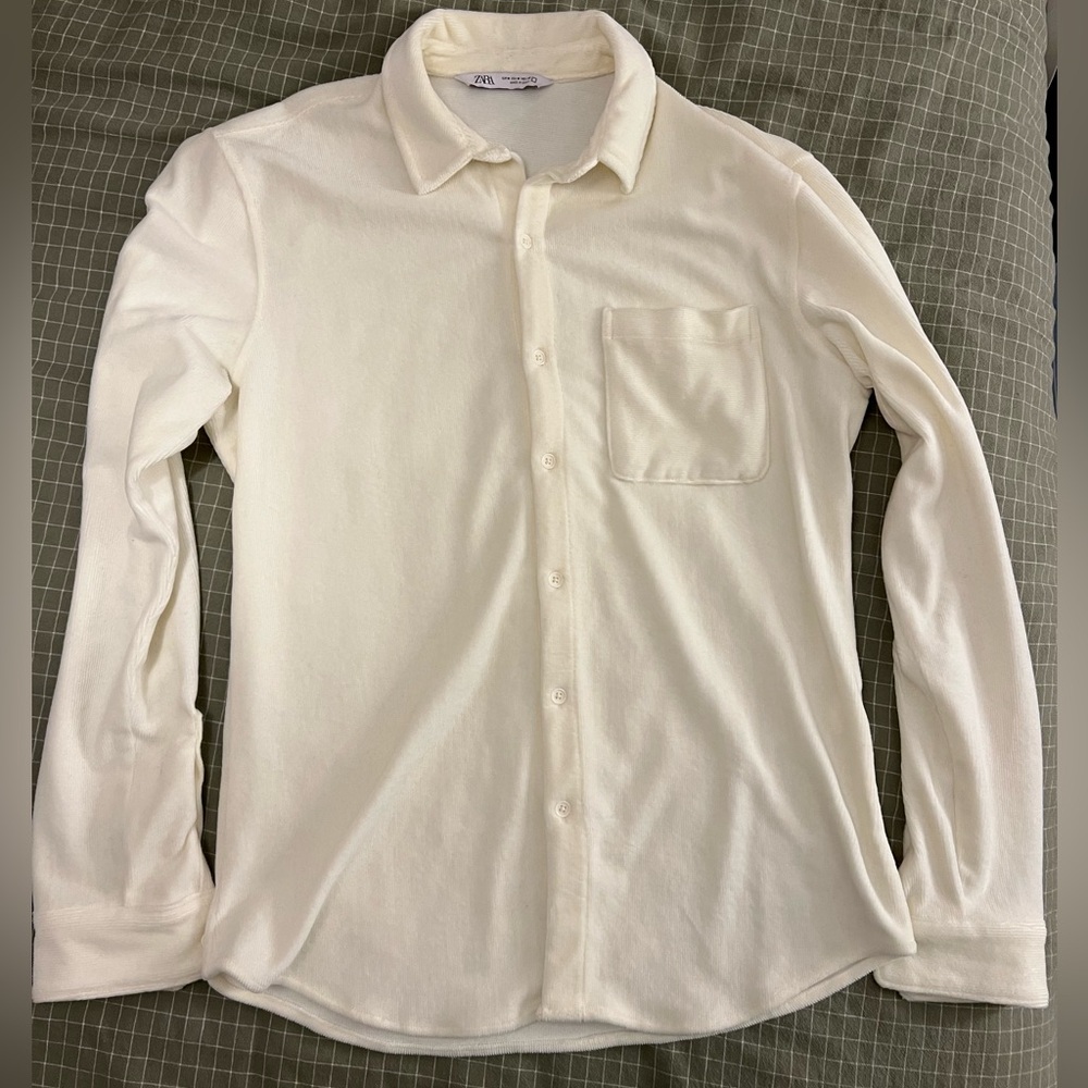 Zara Fleece / Corduroy Men’s Shirt Cream / Offwhite